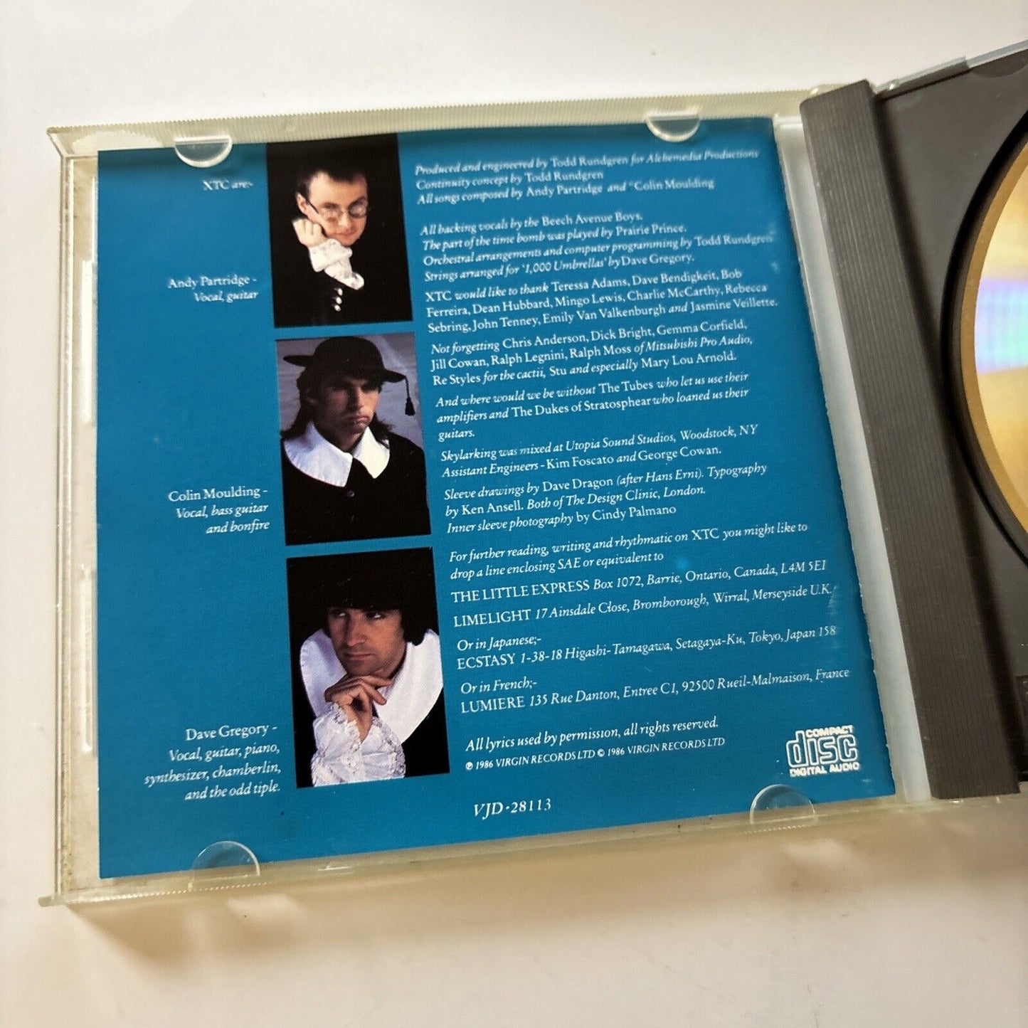 XTC - Skylarking (CD, 1989) VJD-28113 Virgin Japan