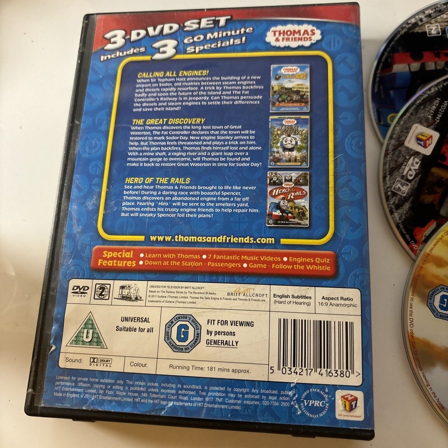 Thomas & Friends - Movie Pack (DVD, 2011, 3-Disc) Region 2