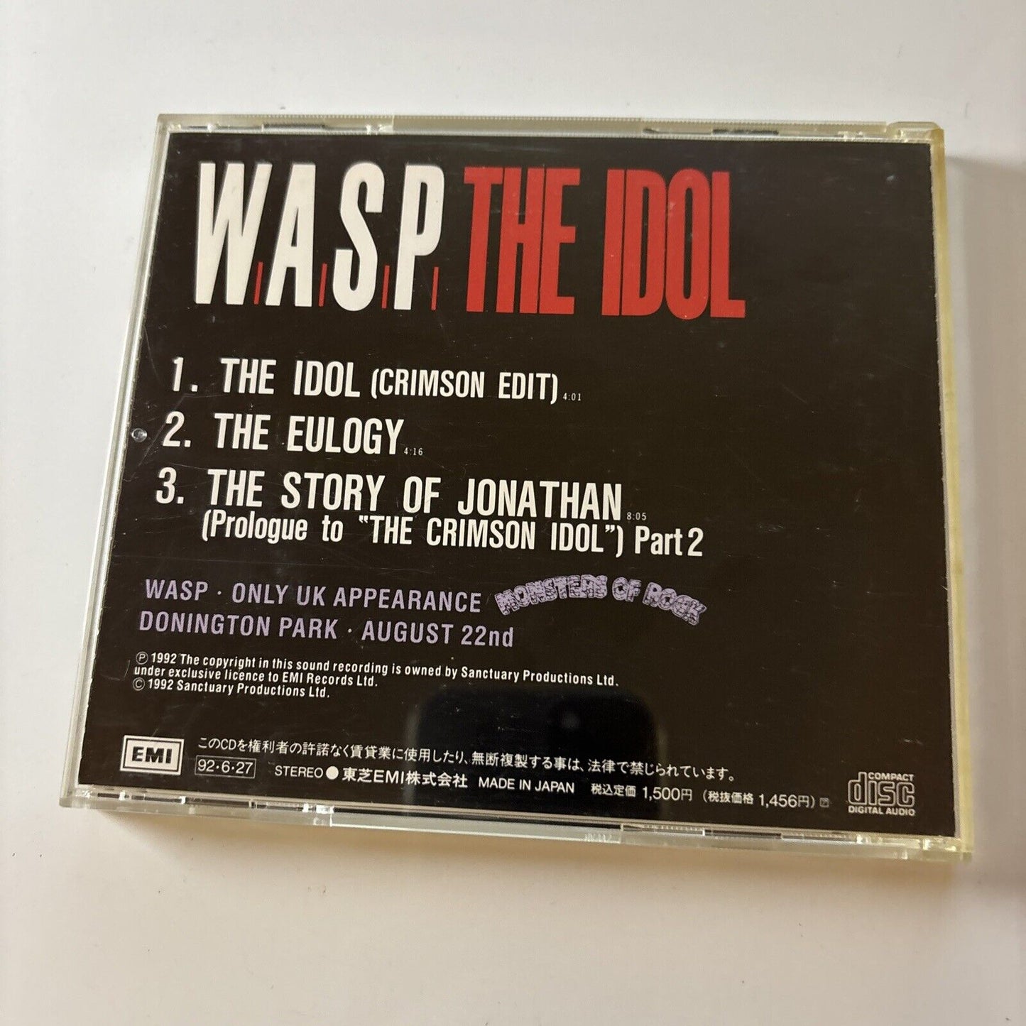 W.A.S.P. - The Idol (CD, 1992) Japan Tocp-7335