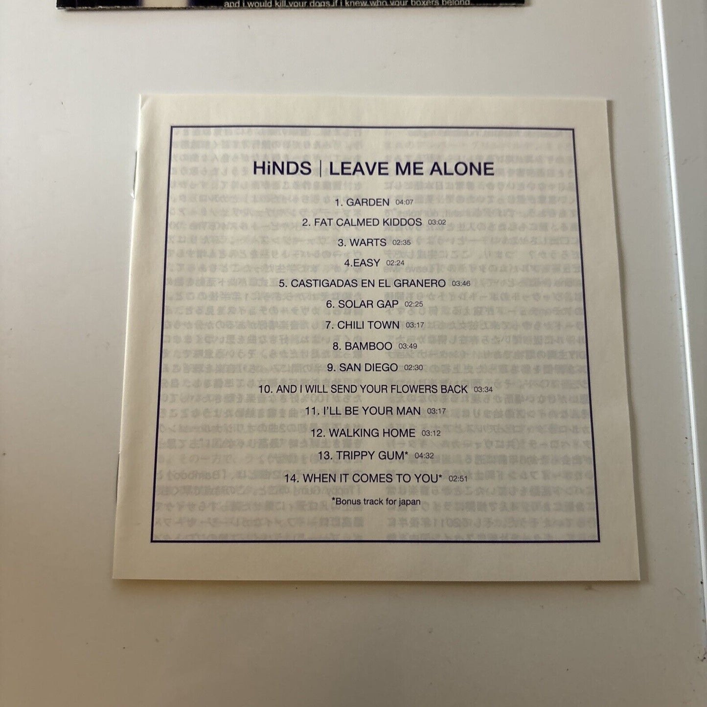 Hinds - Leave Me Alone (CD, 2016) Japan Xscp-5