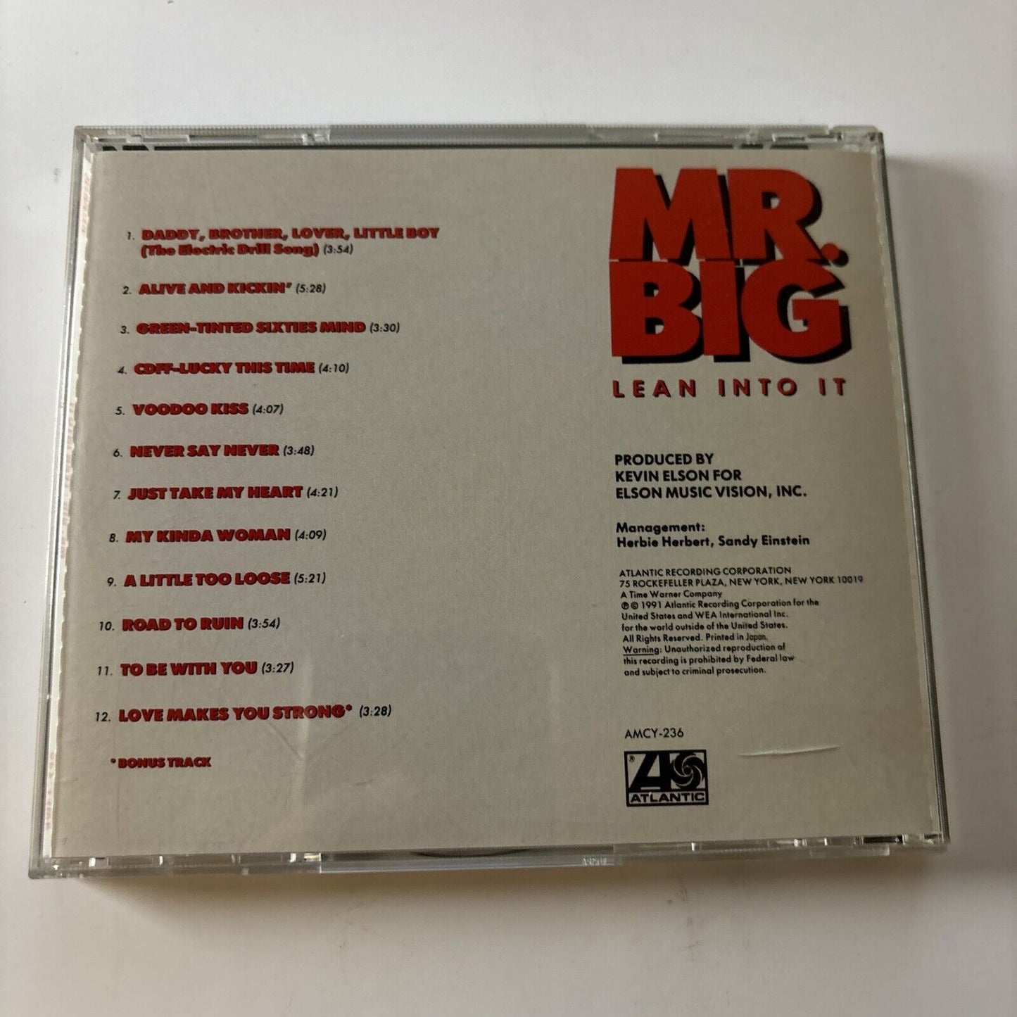 Mr Big - Lean Into It (CD, 1991) Japan Amcy-236