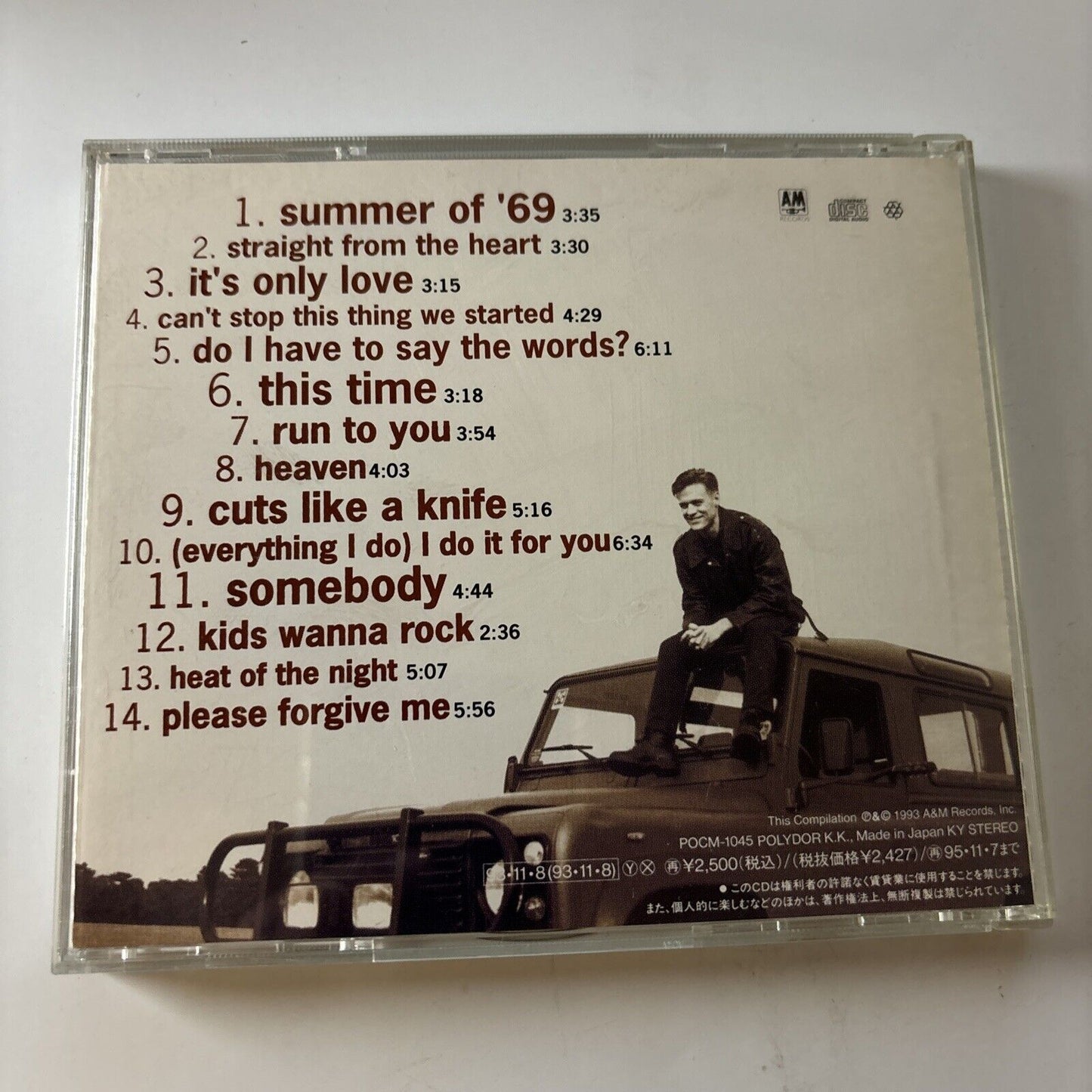 Bryan Adams - So Far So Good (CD, 1993) Japan Pocm-1045