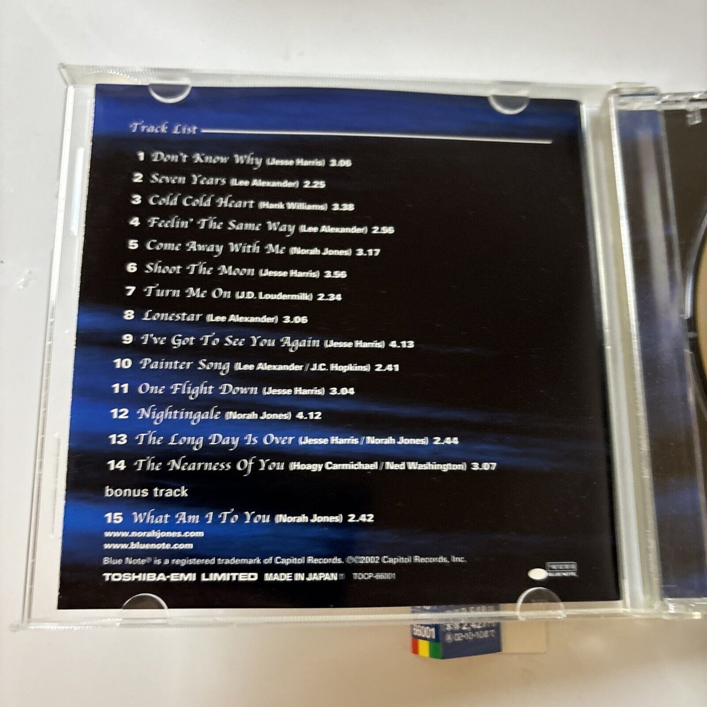 Norah Jones - Come Away with Me - Japan Bonus (CD, 2002) Obi Japan Tocp-66001