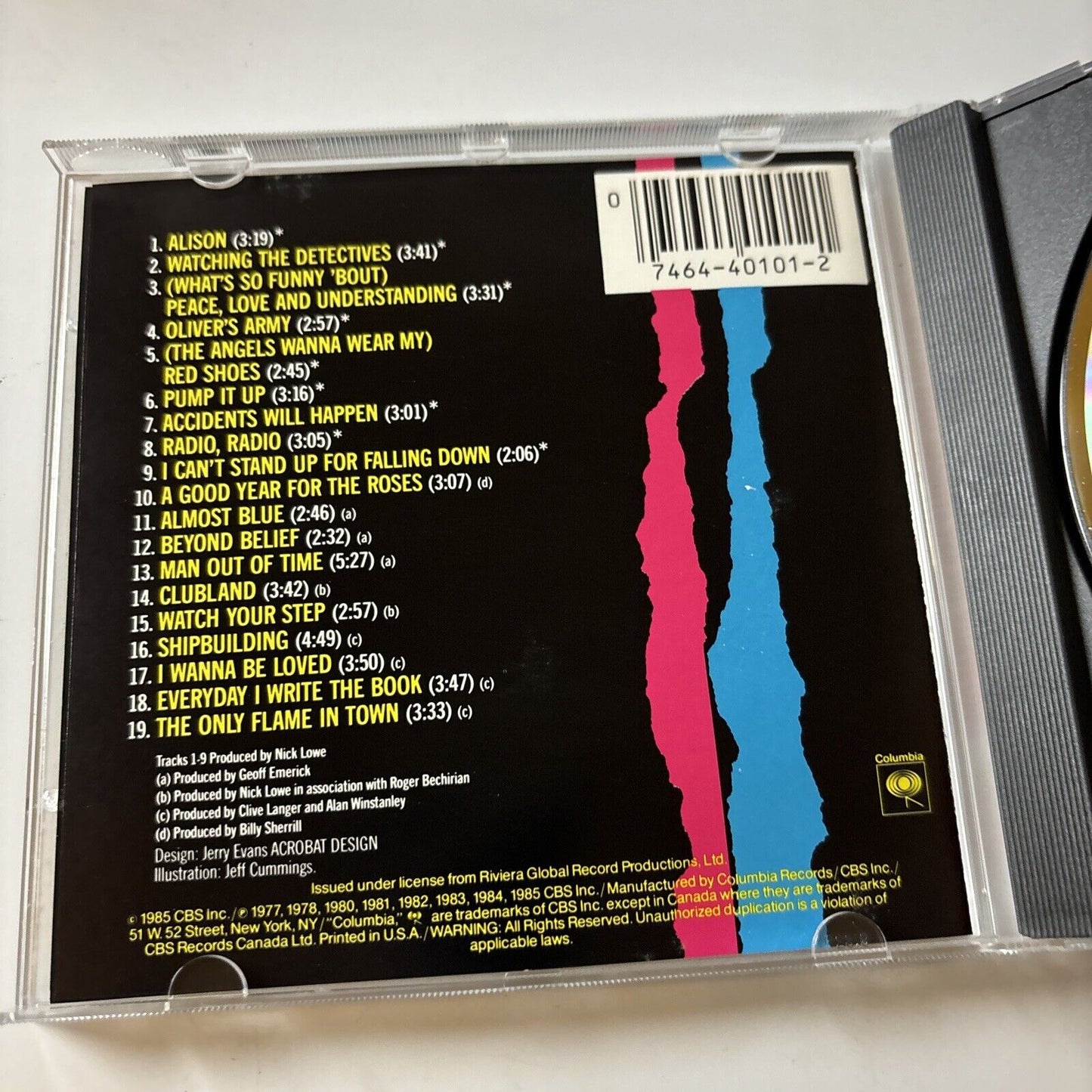 The Best of Elvis Costello & the Attractions (CD, 1985) Ck-40101