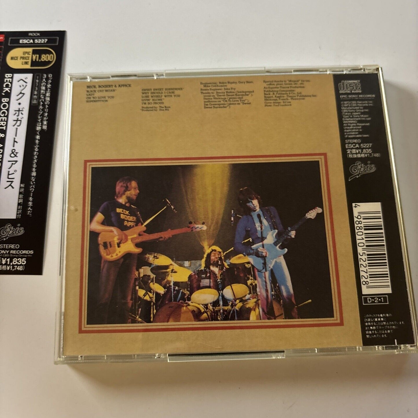 Jeff Beck, Tim Bogert, Carmine Appice (CD, 1973) Obi Japan Esca-5227