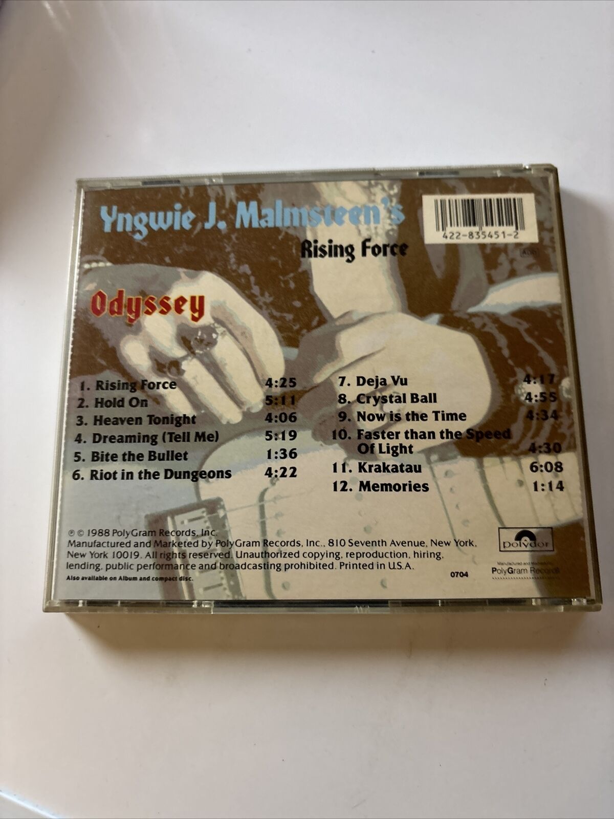 Yngwie J. Malmsteen's Rising Force – Odyssey (CD, 1990) 835451-2