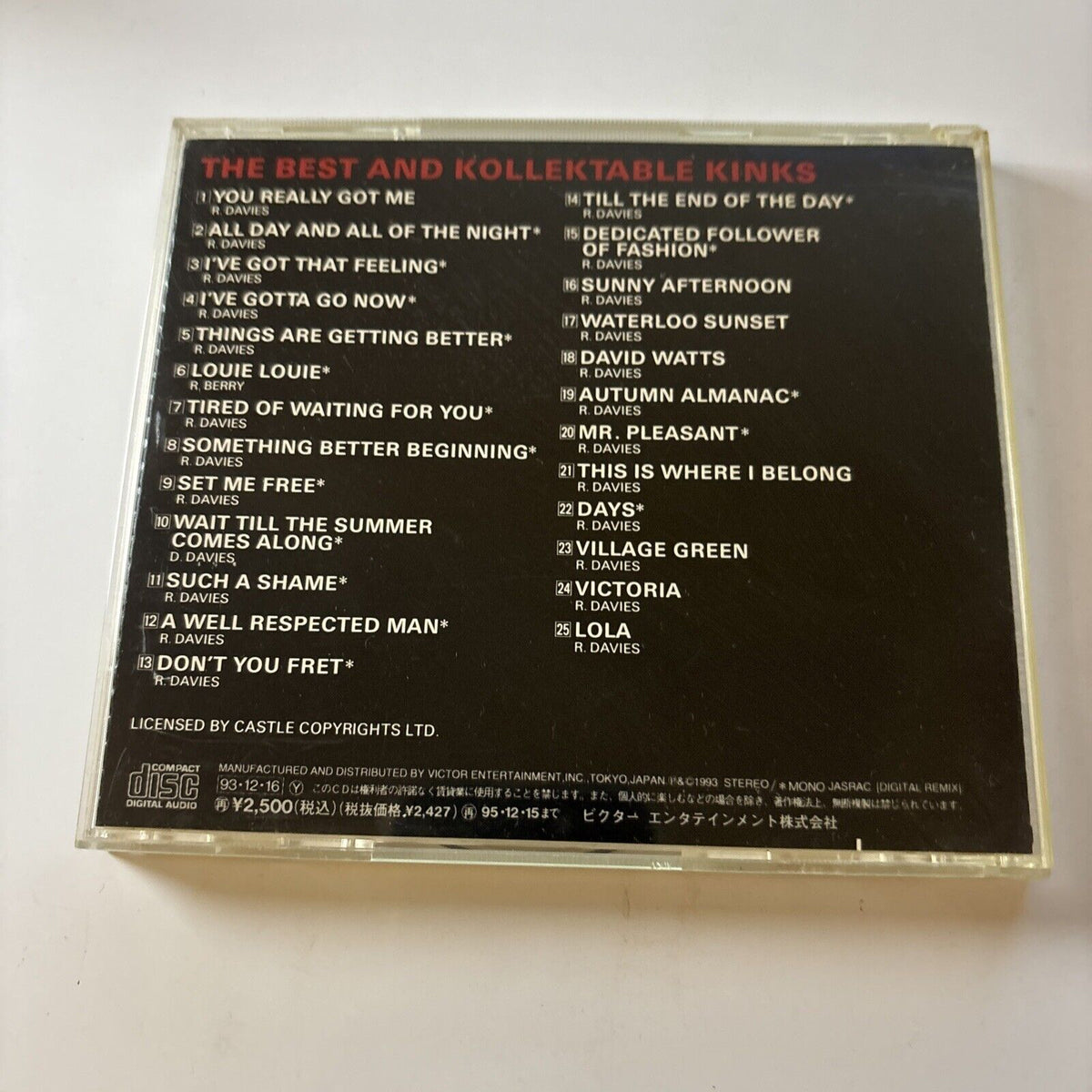 The Kinks - The Best And Kollektable Kinks (CD, 1993) Japan Vicp 