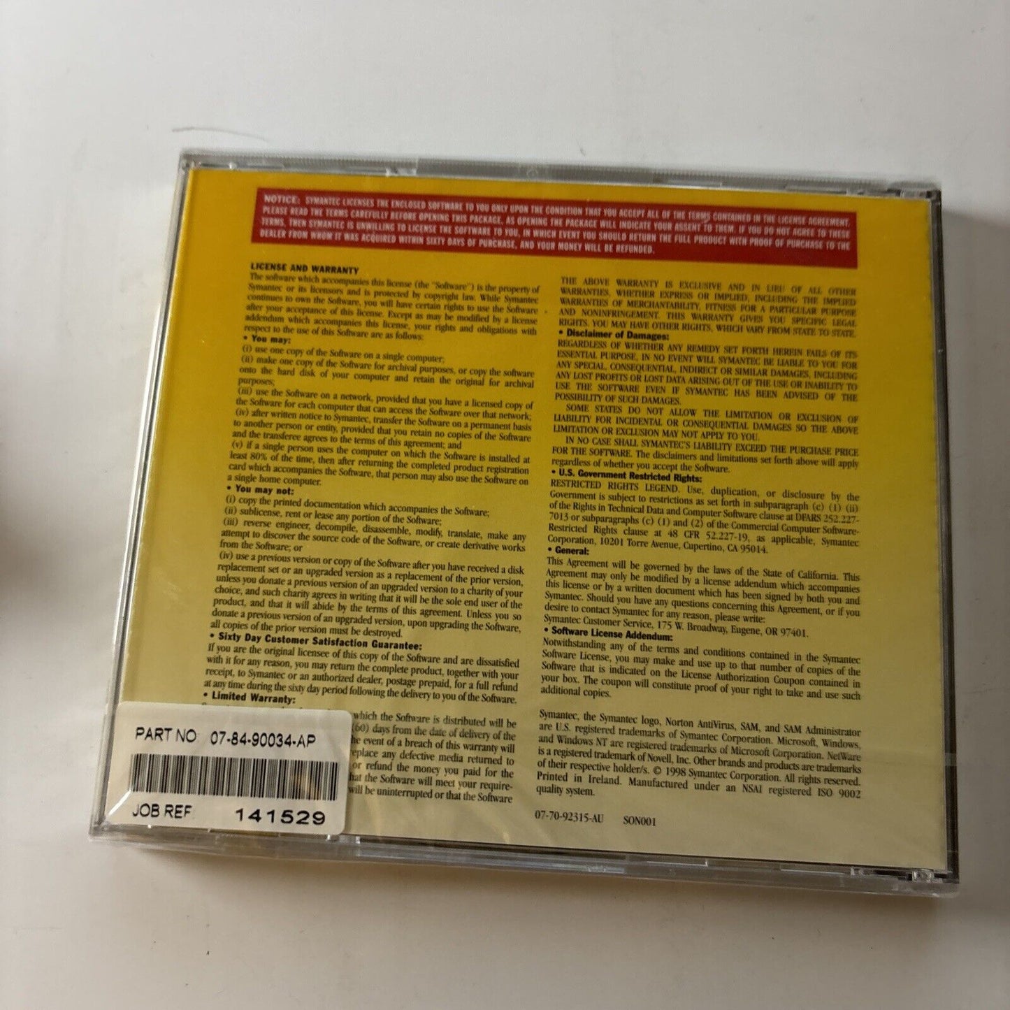 Norton Antivirus Complete Solution Version 4.02 Windows 95 Version *New Sealed*