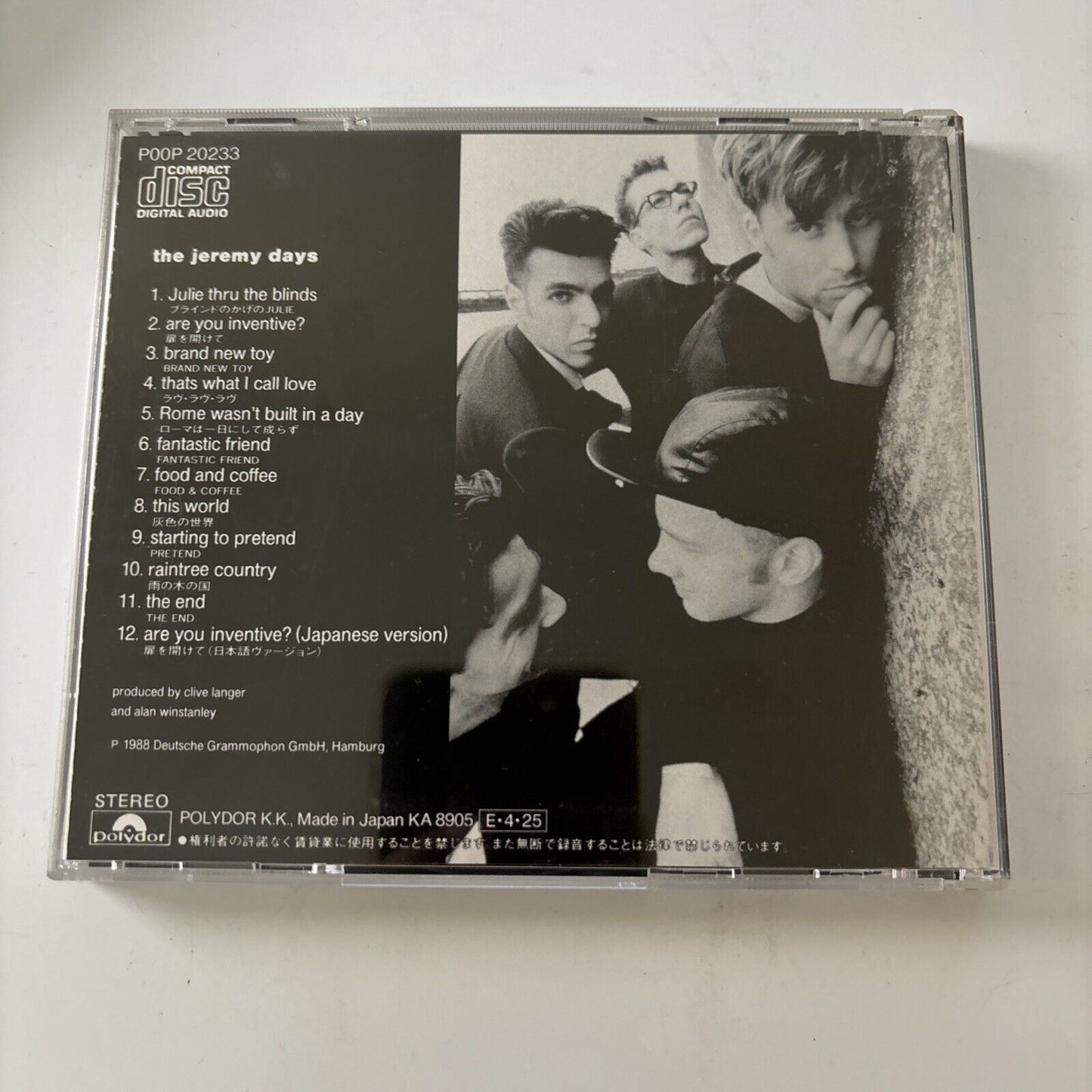 The Jeremy Days By The Jeremy Days (CD, 1988) Japan Poop-20233