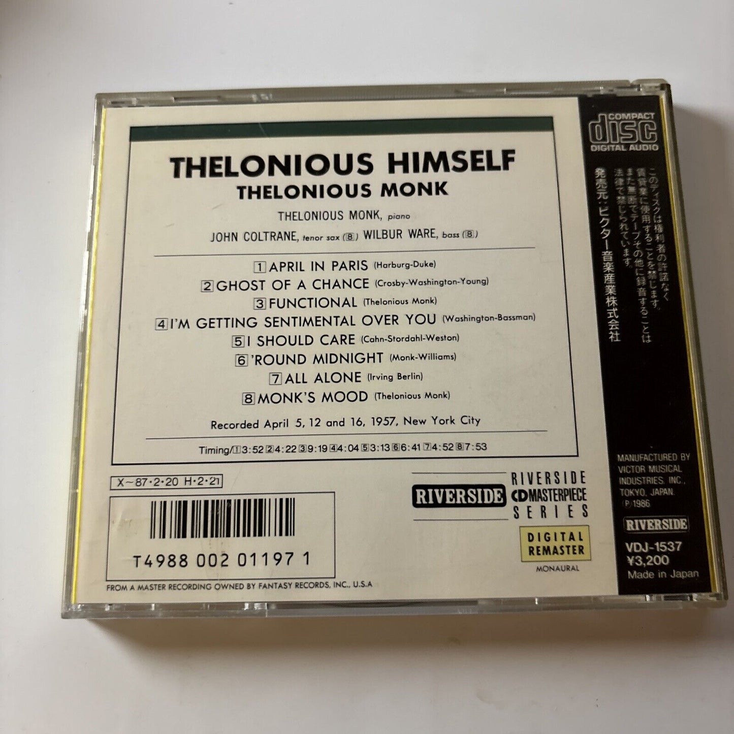 Thelonious Monk - Thelonious Himself (CD, 1986) Japan Vdj-1537