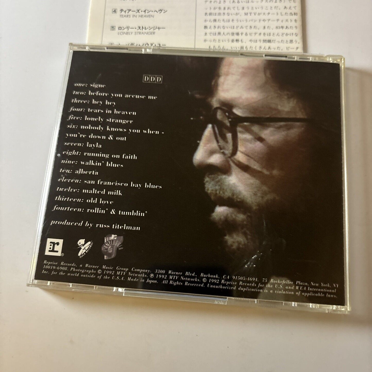 Eric Clapton - Unplugged (CD, SHM, 1992) Japan Wpcr-13119