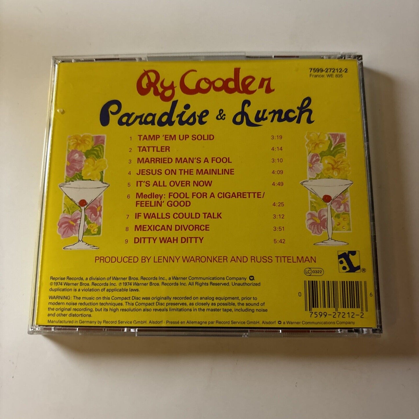 Ry Cooder - Paradise and Lunch (CD, 1987)