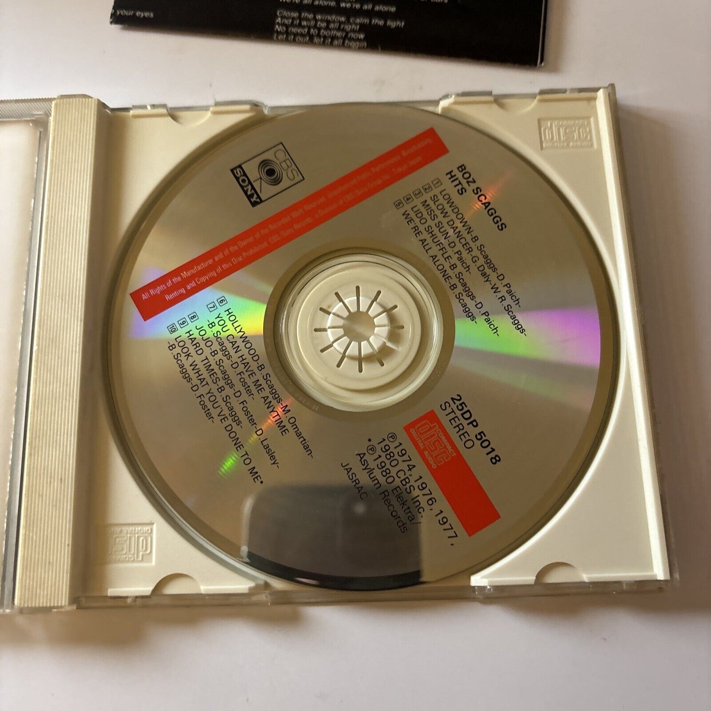 Boz Scaggs - Hits! (CD, 1980) Japan 25dp-5018