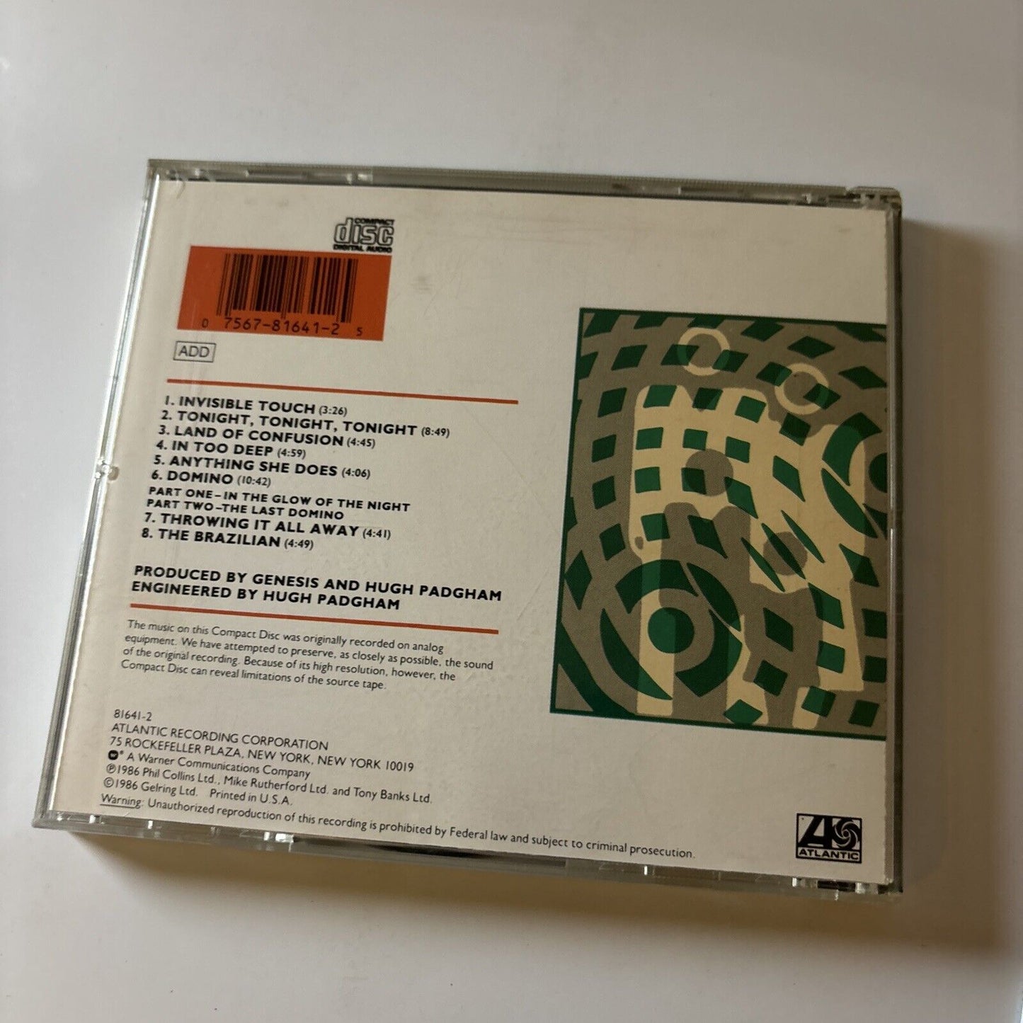 Genesis - Invisible Touch (CD, 1990) 781641-2