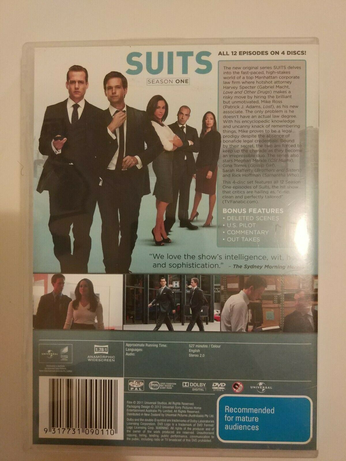 Suits : Season 1 (DVD, 2012, 4-Disc Set) Free Oz postage !