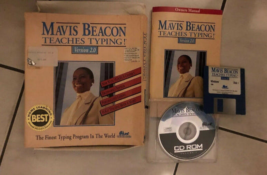 Mavis Beacon Teaches Typing Version 2.0 PC Windows CDROM Diskette Vintage Retro