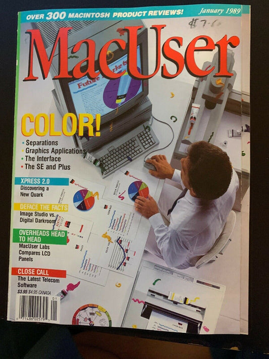 MacUser Magazine January 1989 Color! Classic Vintage Apple Magazine