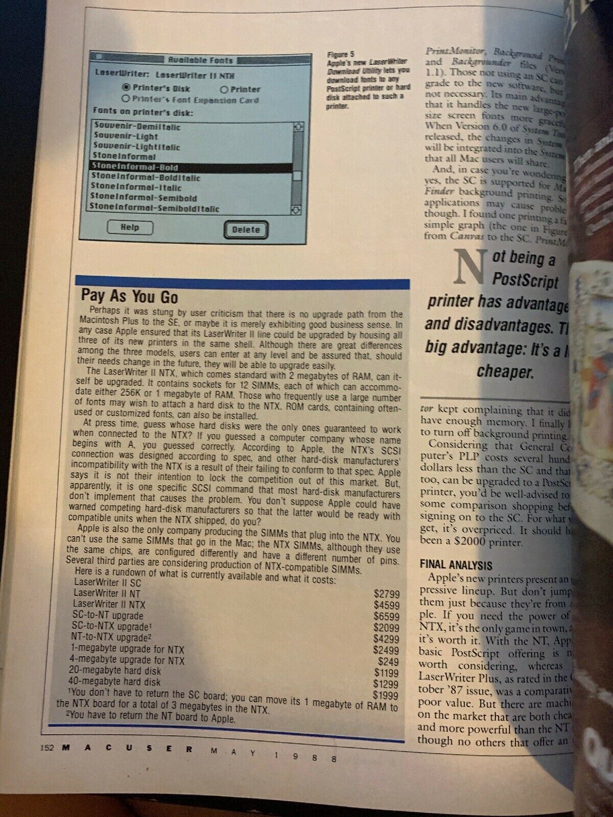 MacUser May 1988 Vintage Magazine Apple's New LaserWriter II Series