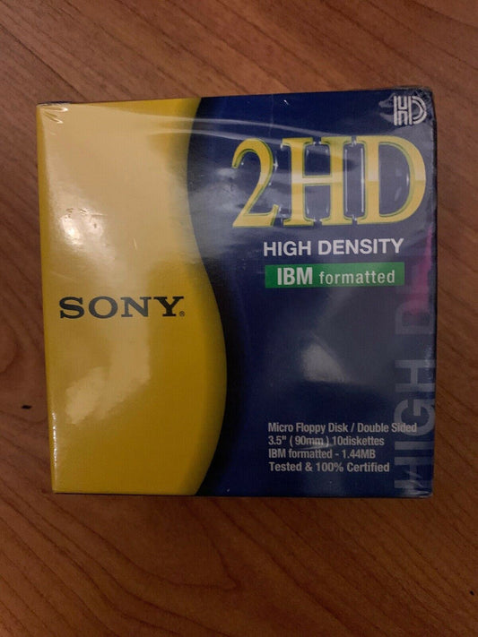 Sony 2HD High Density IBM Formatted 3.5" 1.44MB Micro Floppy Disk | 10 Pack New