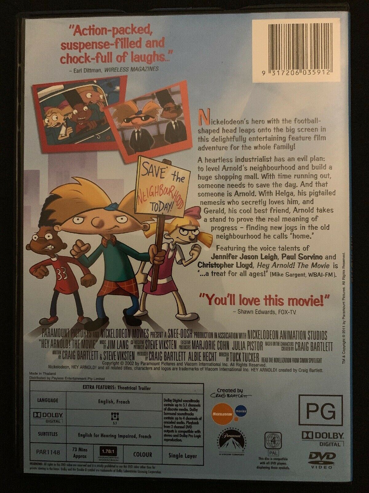 Hey Arnold The Movie DVD Region 4 Australia PAL Retro Unit