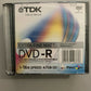 7X TDK DVD-R 1-16 Speed 4.7GB Single Sided New and Sealed (SlimCase)
