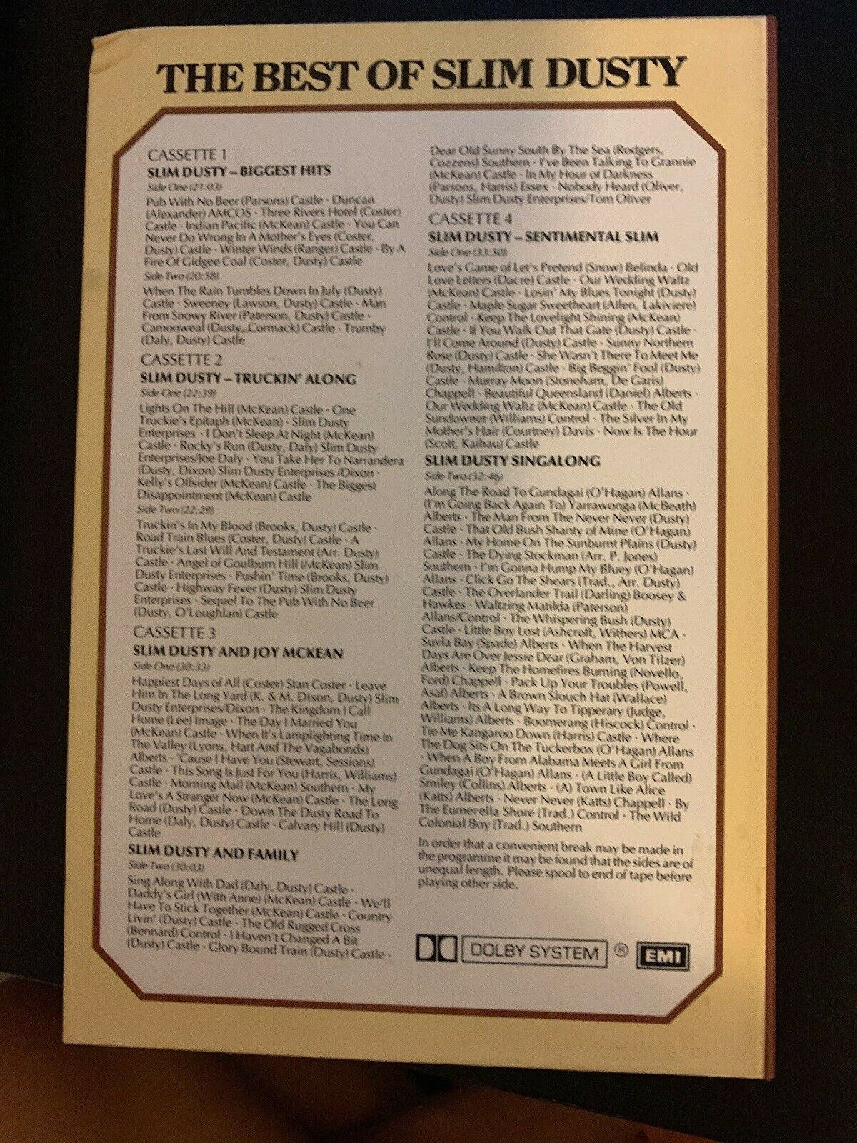 The Best Of Slim Dusty Cassette Tape With Booklet Vintage 1984 *RARE*