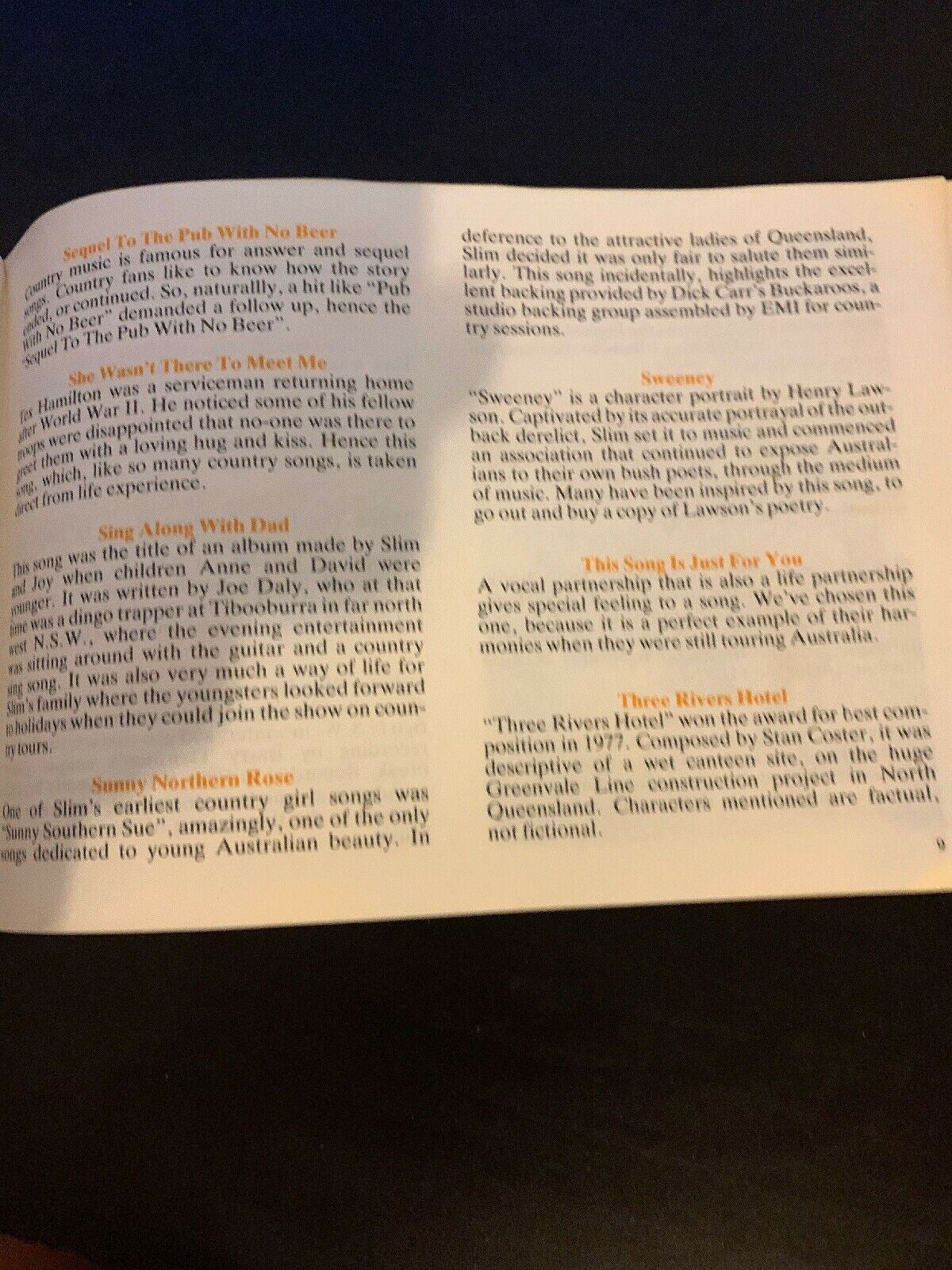 The Best Of Slim Dusty Cassette Tape With Booklet Vintage 1984 *RARE*