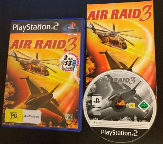 AIR RAID 3 (SONY PS2 GAME, PG) With Manual