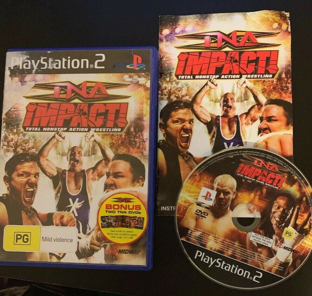 TNA IMPACT TOTAL NONSTOP ACTION WRESTLING PAL PlayStation 2 PS2 With Manual