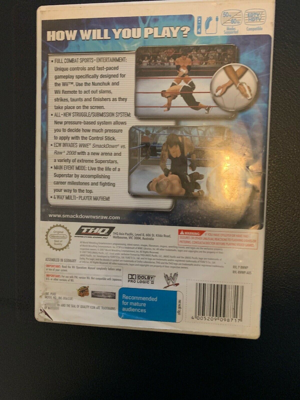 WWE SmackDown vs. Raw 2008 Nintendo Wii With Manual