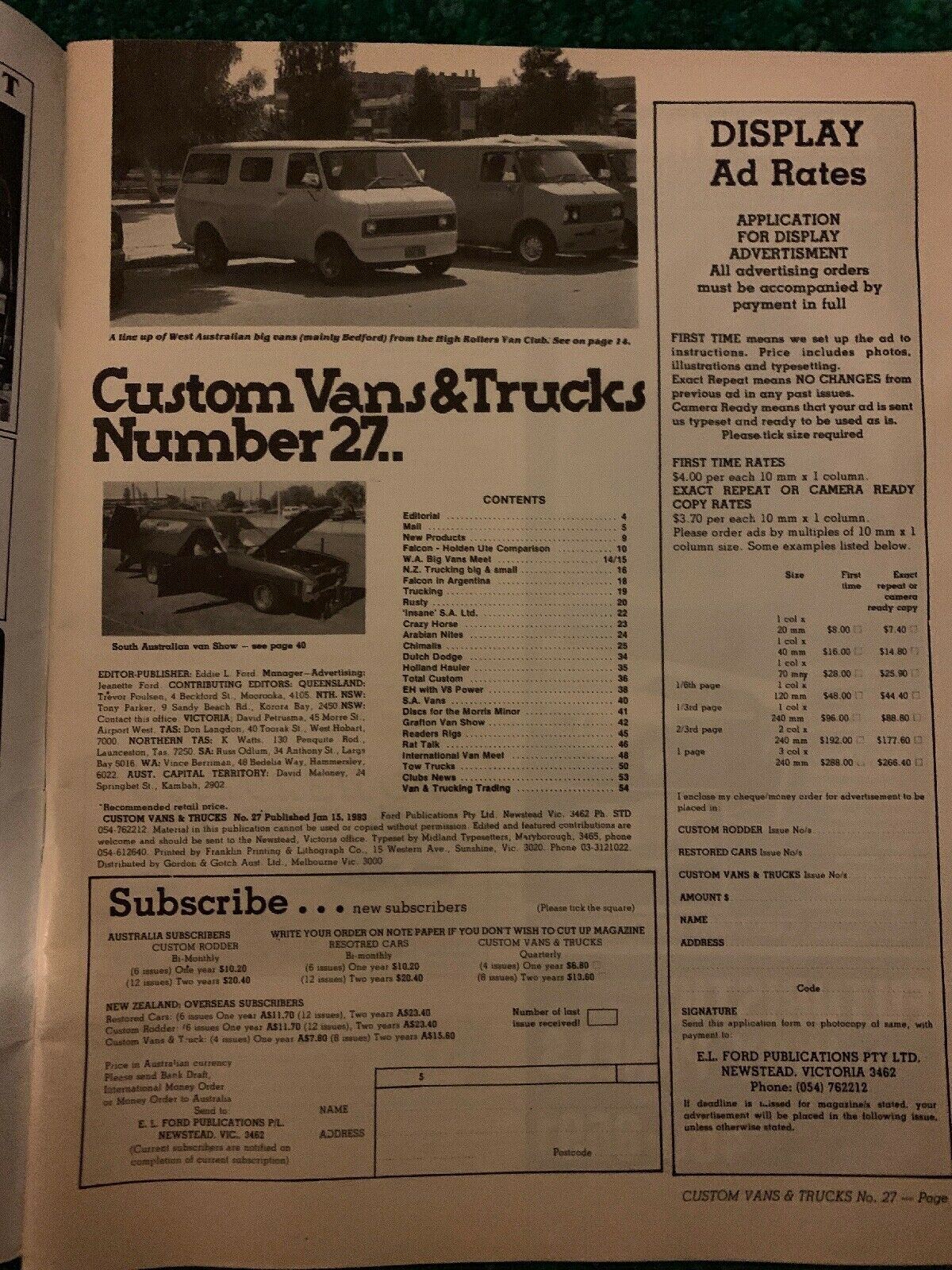 Custom Vans And Trucks Number 27 January 1983 New Zealand Truck Show