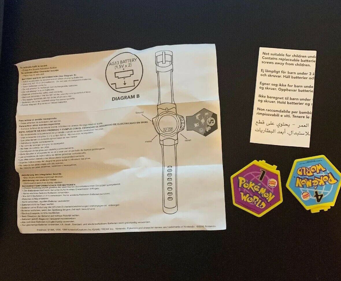 *Rare* Nintendo Pokemon Blue Marill World Watch (2000) With Box And Instructions