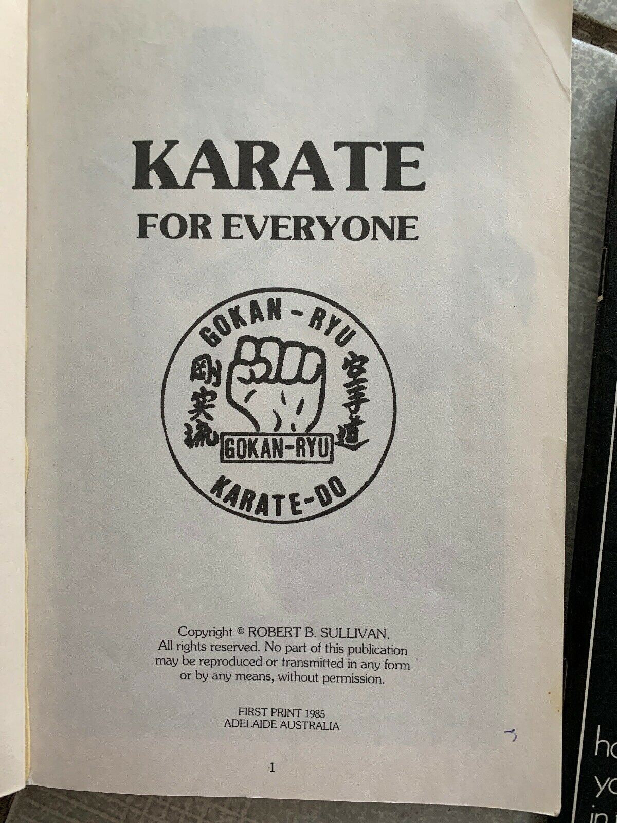 Karate For Everyone By Robert B. Sullivan First Print 1985 Gokan Ryu