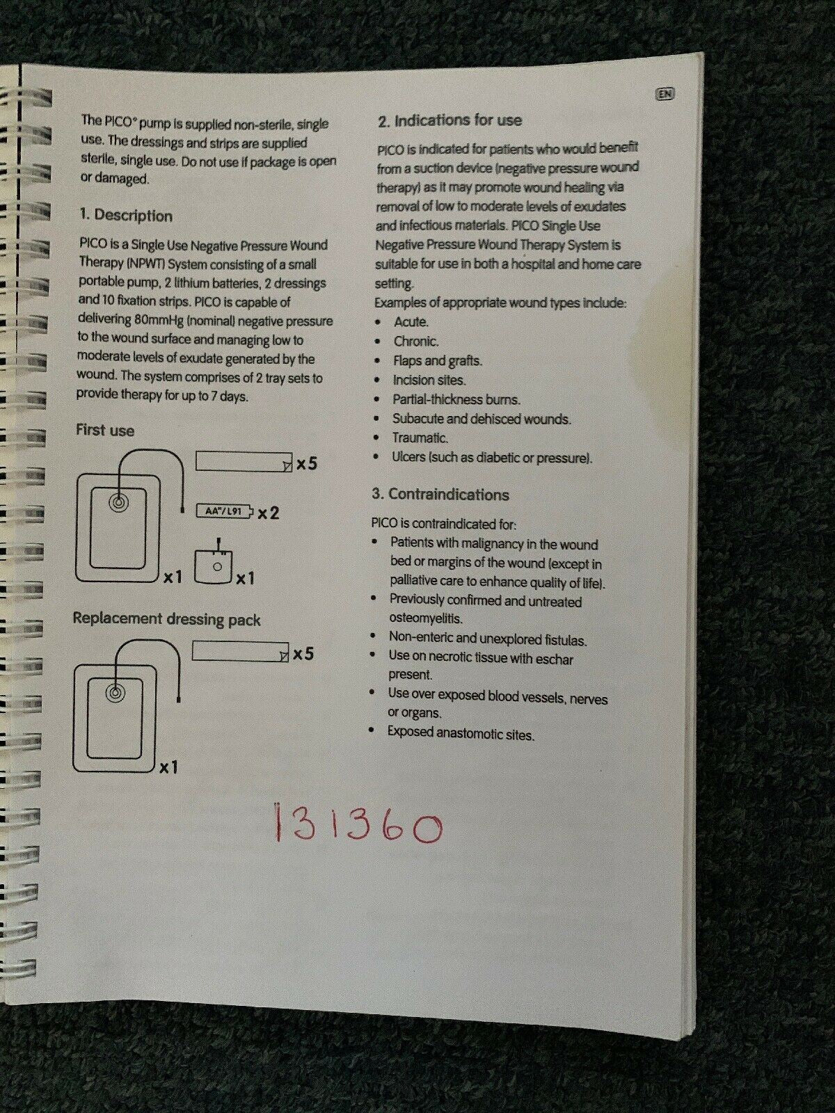 Smith & Nephew PICO Single Use Negative Pressure Wound Therapy System Manual