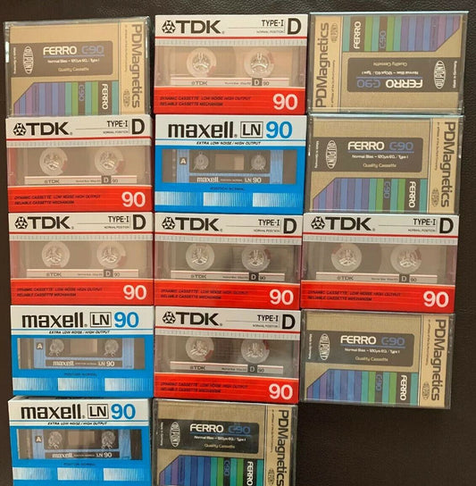 14x Cassette Tapes New & Sealed 6x TDK 5x Du Pont 3x Maxwell 90mins