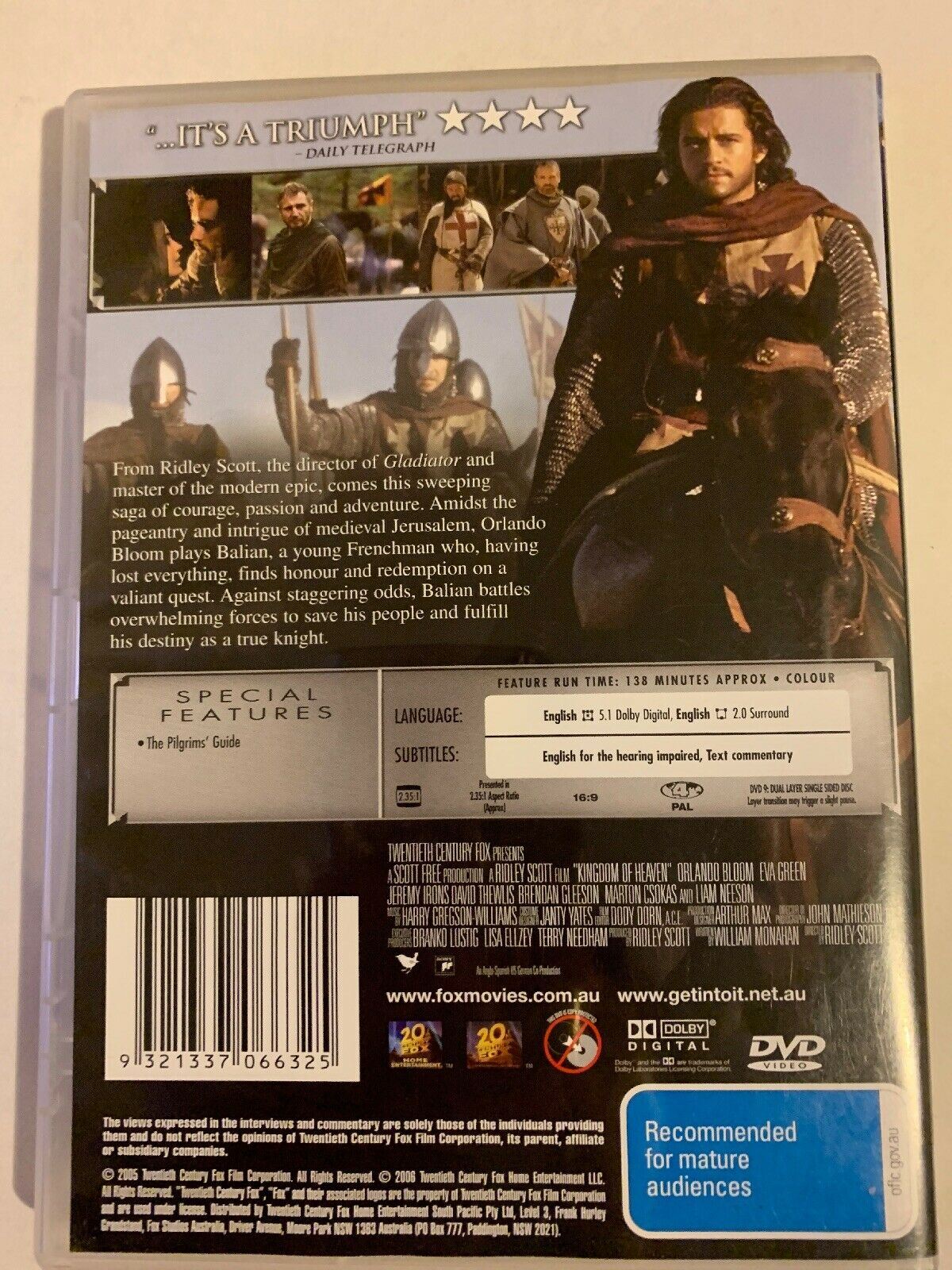 Kingdom Of Heaven - Action / Historical / Drama - Orlando Bloom - NEW DVD