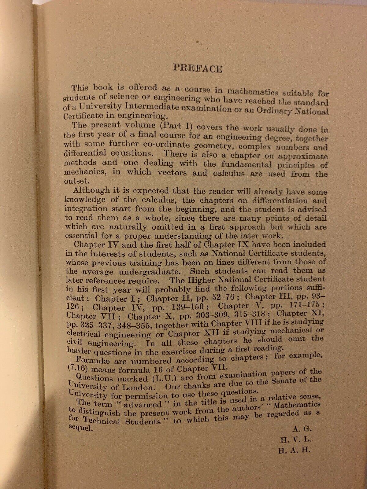 Advanced Mathematics For Technical Students - First Edition 1945, Geary, Lowry