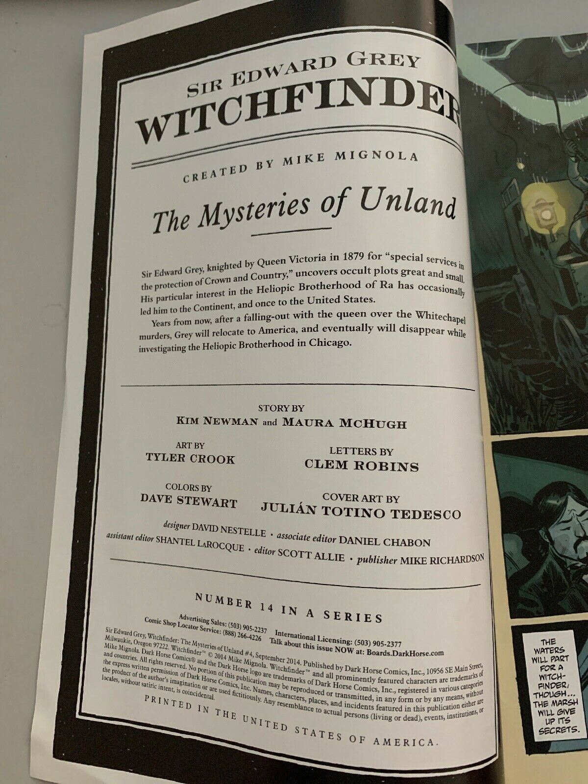 Sir Edward Grey: Witchfinder - The Mysteries Of Inland No 14 Dark Horse Comics