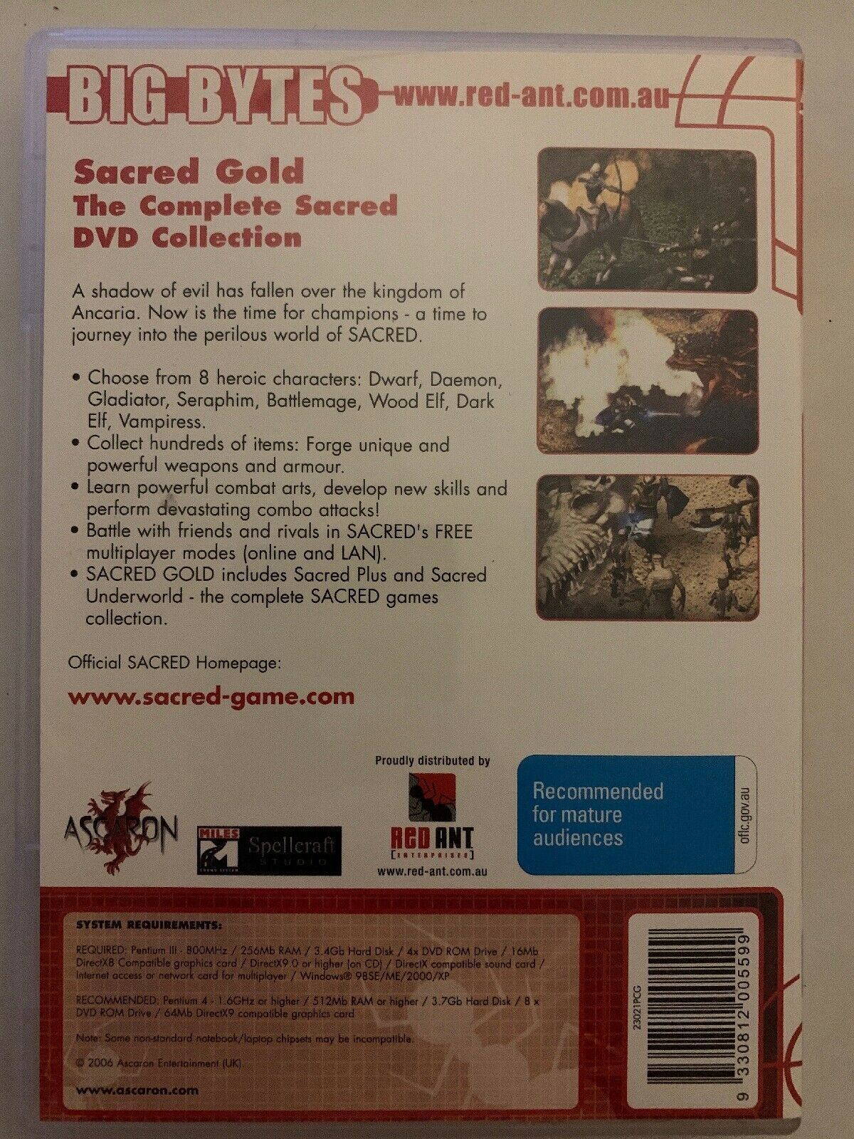 Sacred Gold PC DVD Windows Action RPG Game