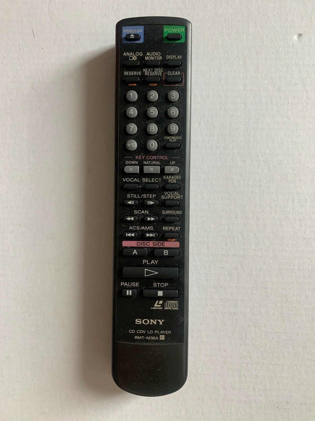 Genuine Sony RMT-M36A Remote Control For CD CDV LD Player MDPK50