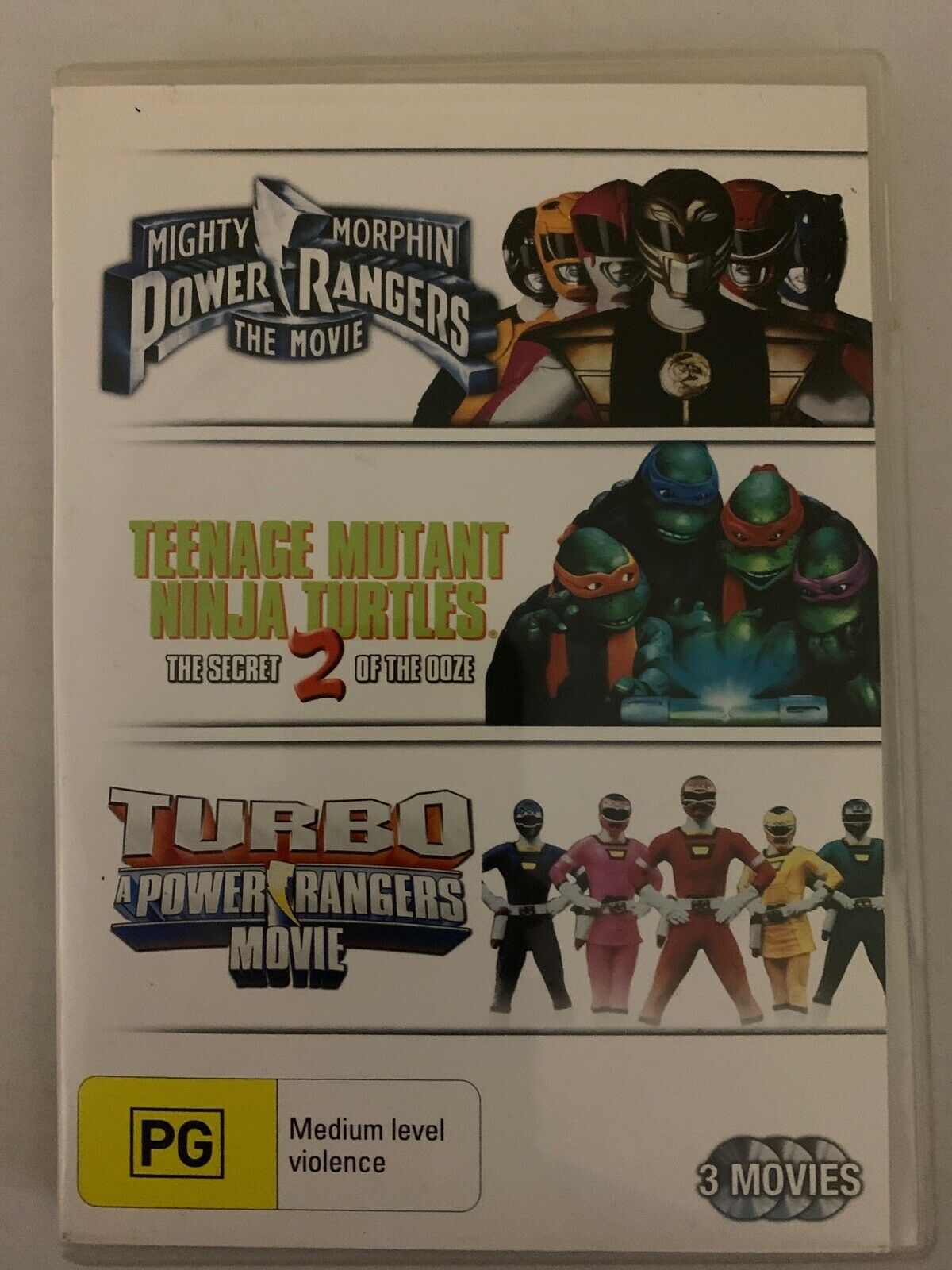 Mighty Morphin Power Rangers +Teenage Mutant Ninja Turtles 2 + Turbo 3-DVD's