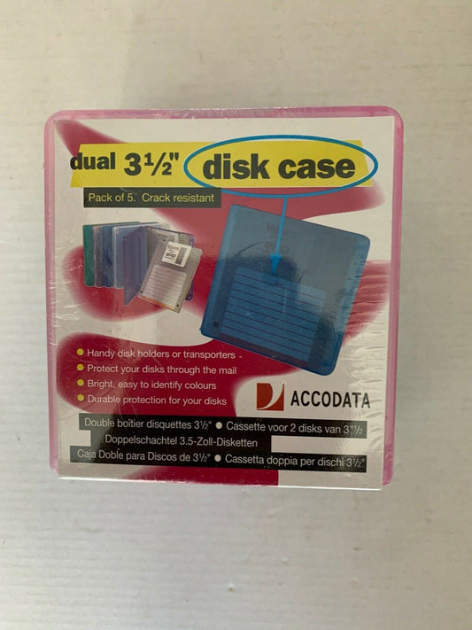 *New* Dual 3.5" Disk Case. Pack Of 5. Crack Resistant