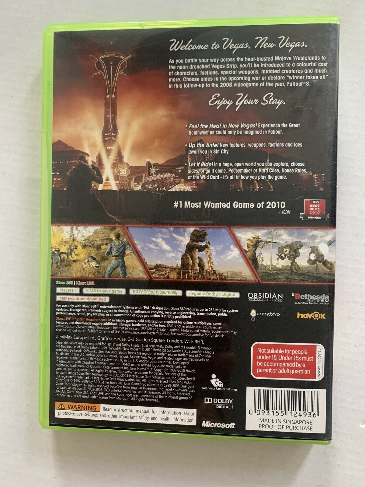 Fallout: New Vegas Microsoft Xbox 360 Game *Complete with Manual* (PAL)