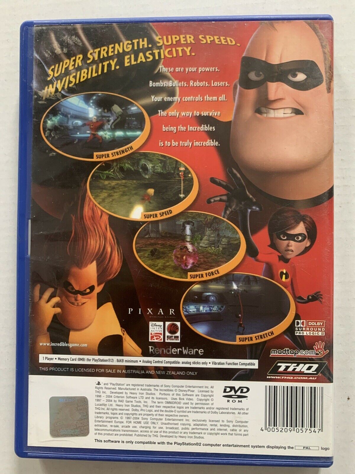 The Incredibles (Sony PlayStation 2, 2004) AUS PAL - Free Postage