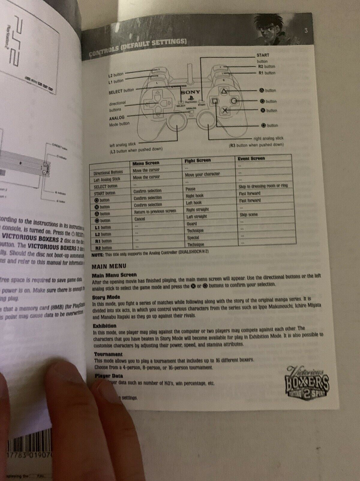 Victorious Boxers 2: Fighting Spirit (Sony PlayStation 2, 2006) With Manual.