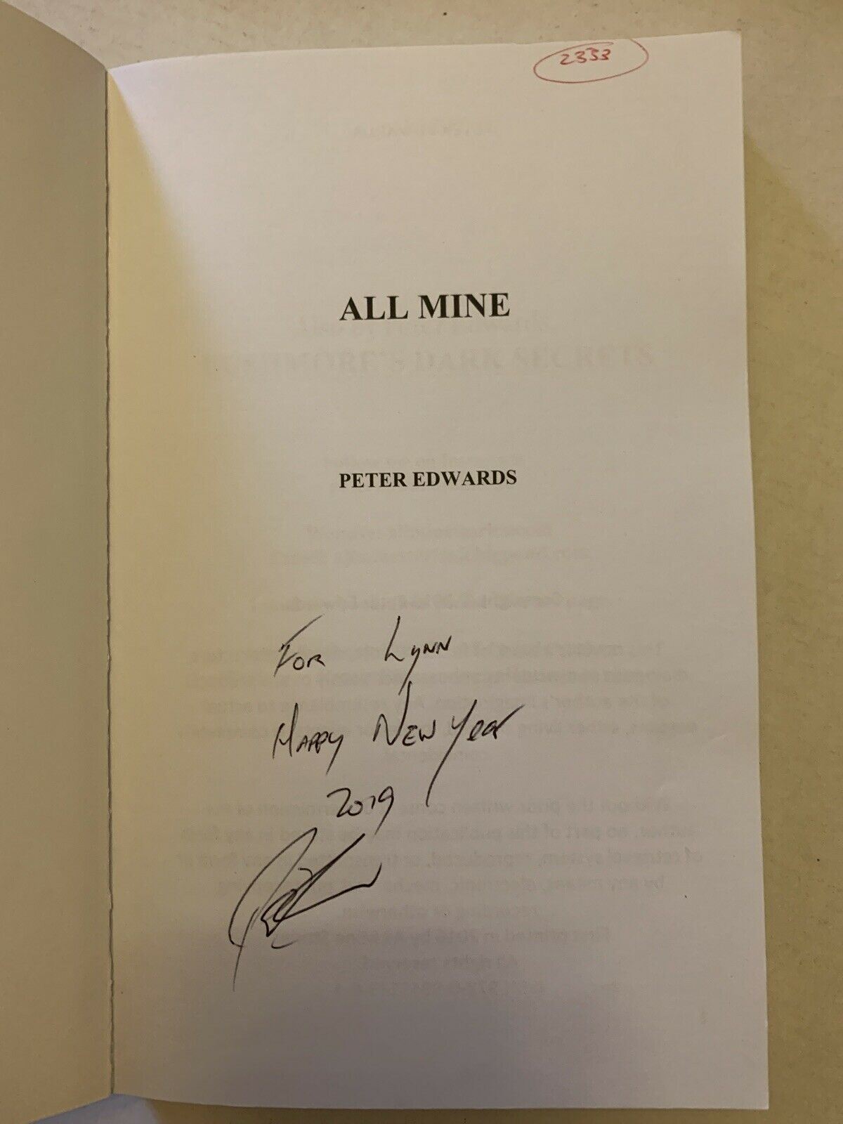 All Mine - A Story Of Obsession By Peter Edwards (Paperback, 2016)