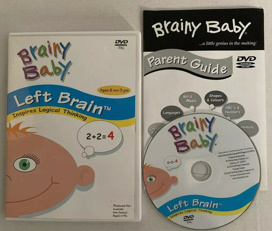 Brainy Baby Left Brain (DVD, 2003) Age 6month-3ys With Parent Guide. Region 4