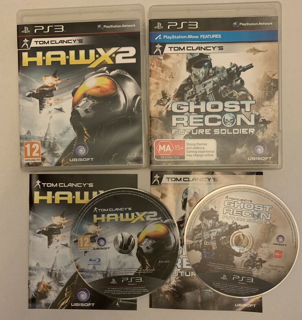 2x Tom Clancy's Game - H.A.W.X.2 And Ghost Recon Future Soldier PS3 With Manual