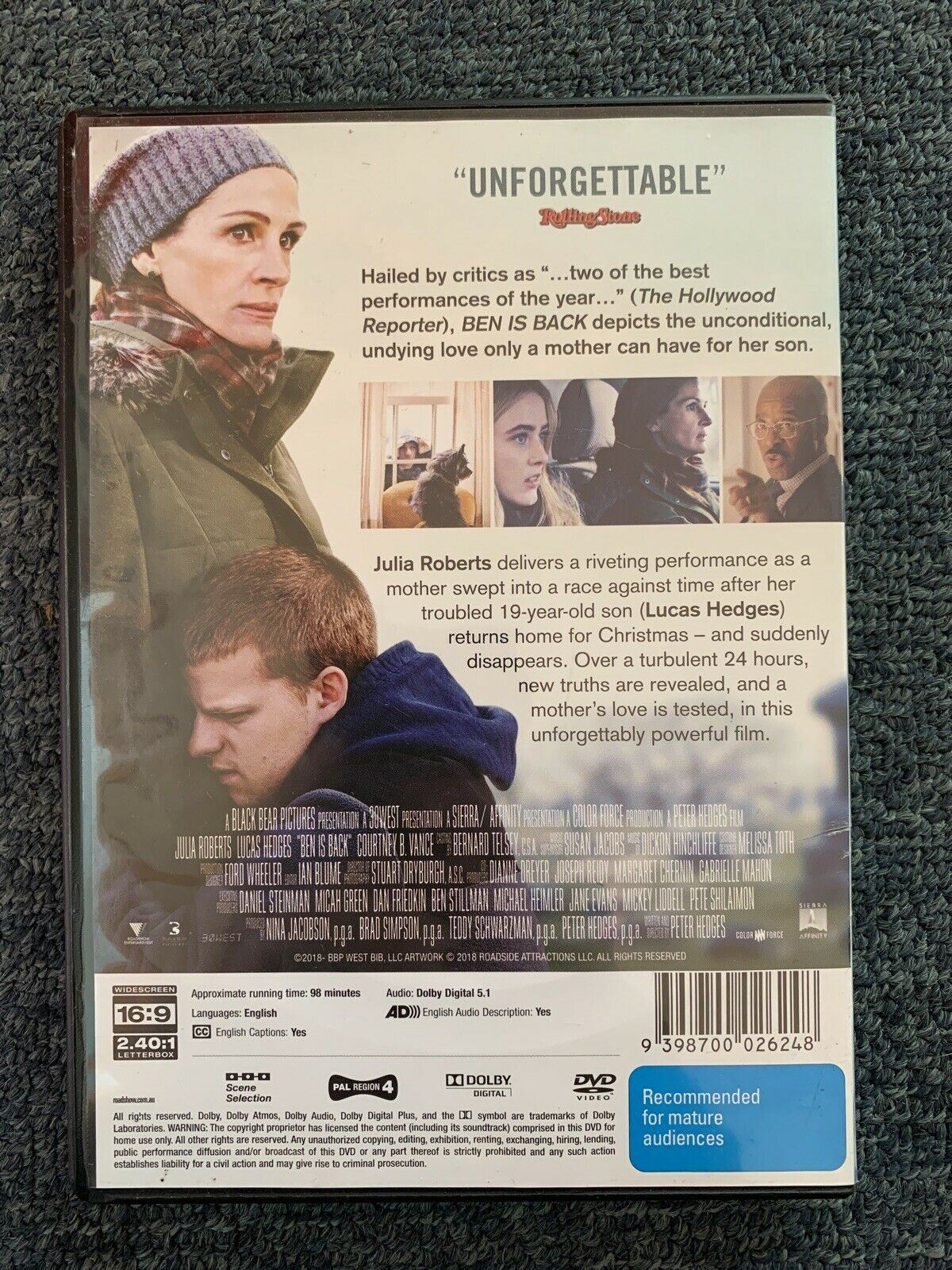 Ben Is Back (DVD, 2018) Julia Roberts, Lucas Hedges - Region 4