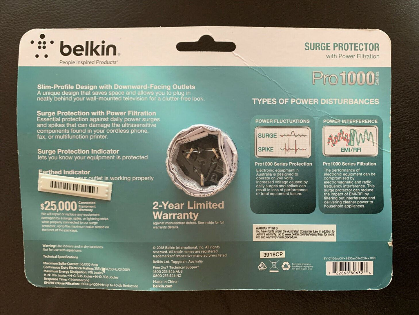 *New Sealed* Belkin Pro1000 Series Surge Protector With Power Filtration